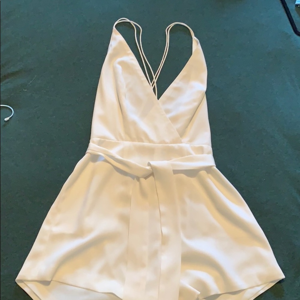 White shorts jumpsuit/play suit